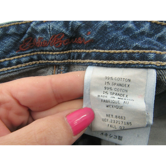 Eddie Bauer Womens Jeans sz 12R Blue Shaped Fit Stretch Whiskering Straight - Picture 5 of 10